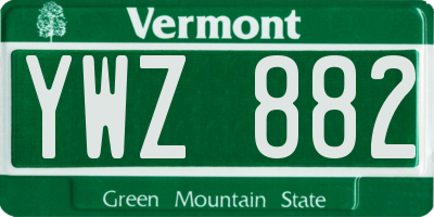 VT license plate YWZ882