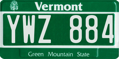 VT license plate YWZ884