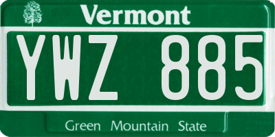 VT license plate YWZ885