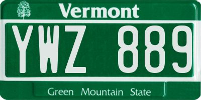 VT license plate YWZ889