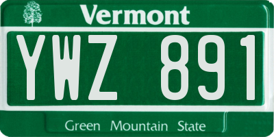 VT license plate YWZ891