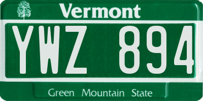 VT license plate YWZ894