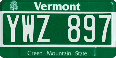 VT license plate YWZ897