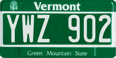 VT license plate YWZ902