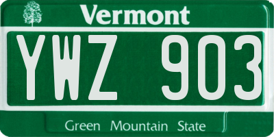 VT license plate YWZ903