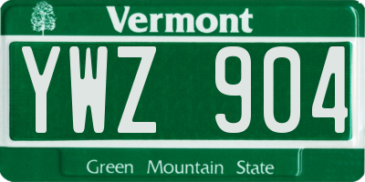 VT license plate YWZ904