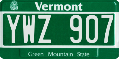 VT license plate YWZ907