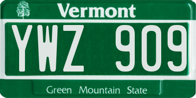 VT license plate YWZ909