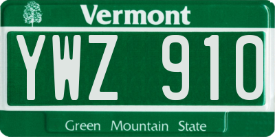VT license plate YWZ910