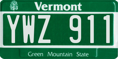 VT license plate YWZ911
