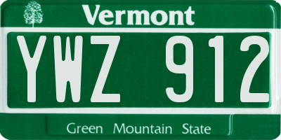 VT license plate YWZ912