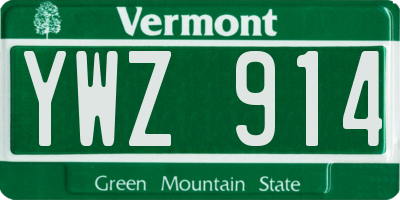 VT license plate YWZ914