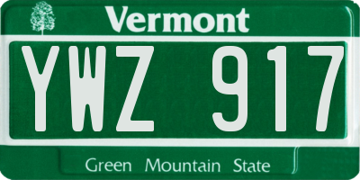 VT license plate YWZ917