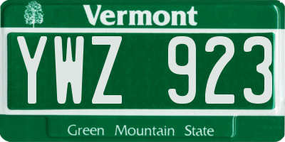VT license plate YWZ923