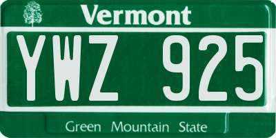 VT license plate YWZ925