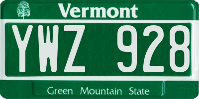 VT license plate YWZ928