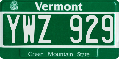 VT license plate YWZ929