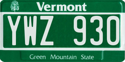 VT license plate YWZ930