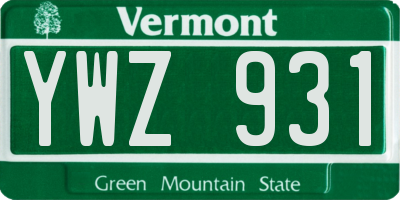 VT license plate YWZ931