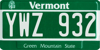 VT license plate YWZ932