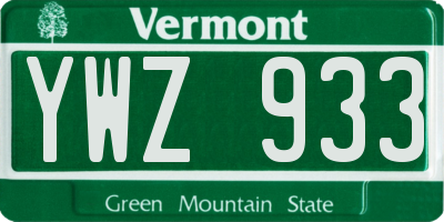 VT license plate YWZ933