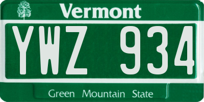 VT license plate YWZ934