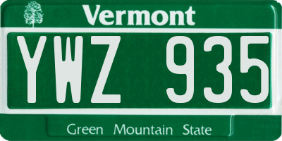 VT license plate YWZ935