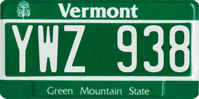VT license plate YWZ938