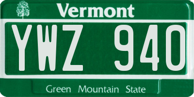 VT license plate YWZ940