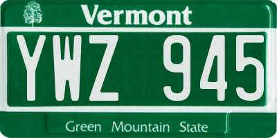 VT license plate YWZ945
