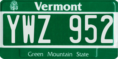 VT license plate YWZ952