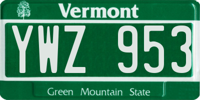 VT license plate YWZ953