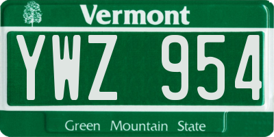 VT license plate YWZ954