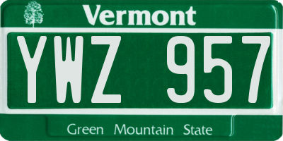 VT license plate YWZ957