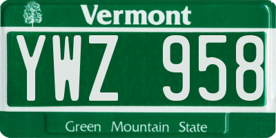 VT license plate YWZ958