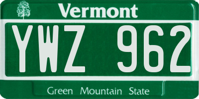 VT license plate YWZ962