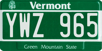 VT license plate YWZ965