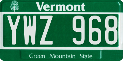 VT license plate YWZ968