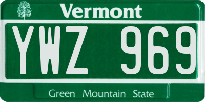 VT license plate YWZ969