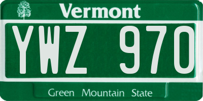 VT license plate YWZ970