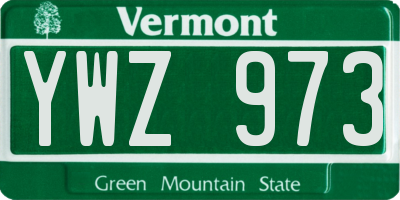 VT license plate YWZ973