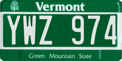 VT license plate YWZ974