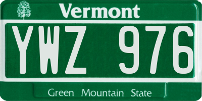 VT license plate YWZ976
