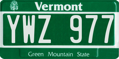 VT license plate YWZ977