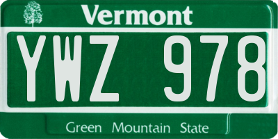 VT license plate YWZ978