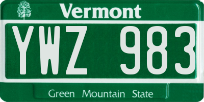 VT license plate YWZ983