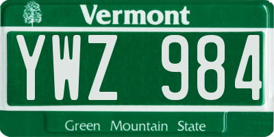 VT license plate YWZ984