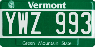 VT license plate YWZ993