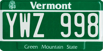 VT license plate YWZ998