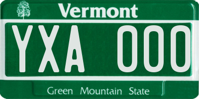 VT license plate YXA000